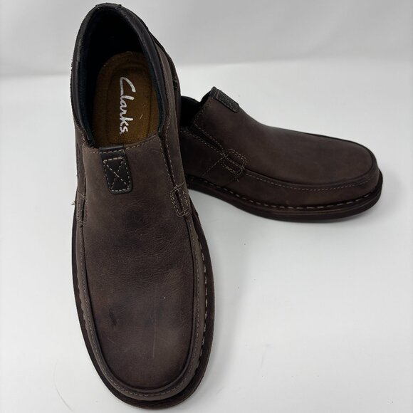 Clarks Men’s Dark Brown Suede Leather Slip-on shoes - Brand-New - Size 9.5 main image 5